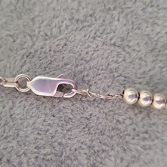 Timeless Vintage 4mm Sterling Silver 925 Italian Beaded Necklace - Picture 8 of 9